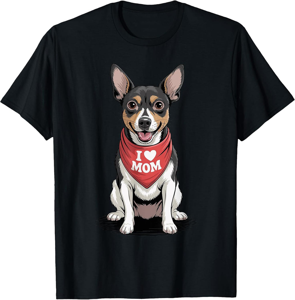 I Love Mom Rat Terrier Lover Dog Mother's Day T-Shirt