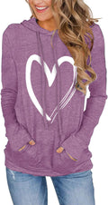 Women's Hoodies Pullover Cute Heart Sweatshirts Long Sleeve Tops with Pockets