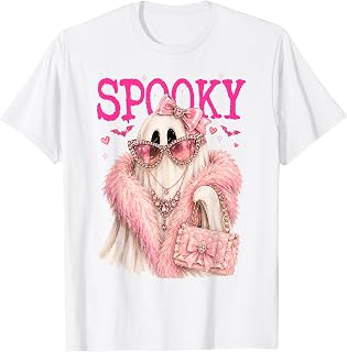 Glam Ghost Preppy Spooky Boo Halloween Boujee Leopard Girly T-Shirt