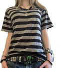 Gothic Tees for Women Y2K Grunge Graphic Short Sleeve Crew Neck T-Shirts 90s Vintage Aesthetic Emo Clothes