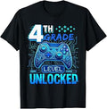 Back to School 4th Grade First Day Level Unlocked Gamer Boys T-Shirt