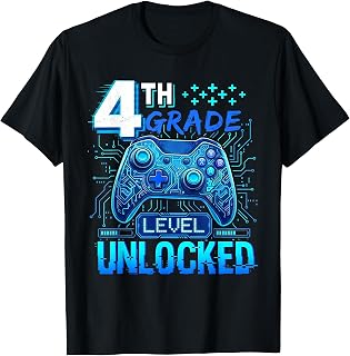 Back to School 4th Grade First Day Level Unlocked Gamer Boys T-Shirt