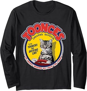 Funny Toonces Driving School - The Driving Cat Long Sleeve T-Shirt