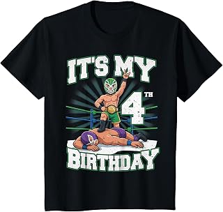 It's My 4th Wrestling Birthday Party Wrestler 4 Year Old Boy T-Shirt