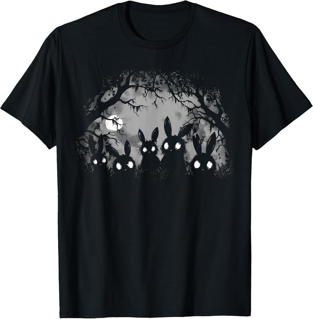 Creepy Cute Bunny Rabbits Alt Goth Grunge Horror Aesthetic T-Shirt, Small, Black