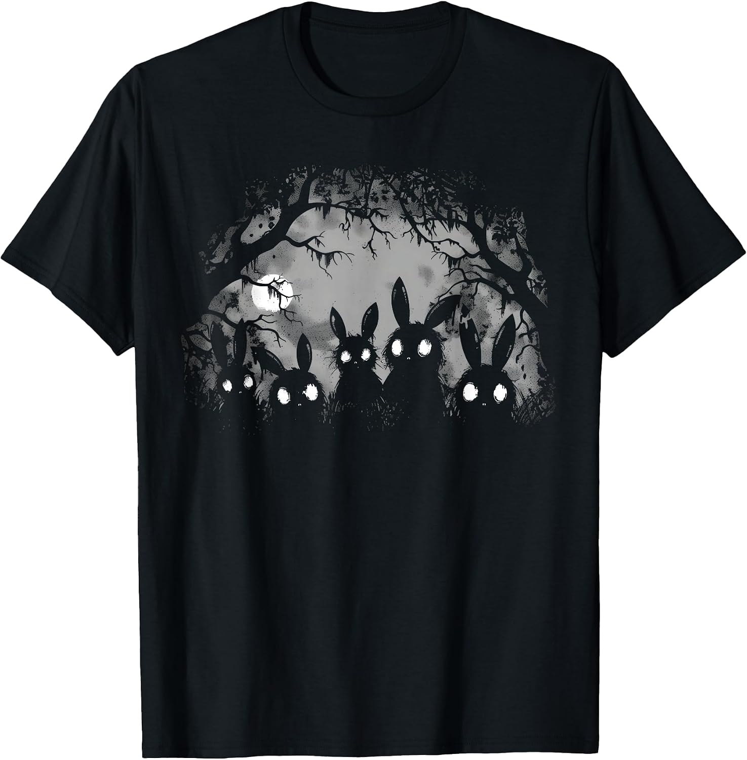 Creepy Cute Bunny Rabbits Alt Goth Grunge Horror Aesthetic T-Shirt, Small, Black