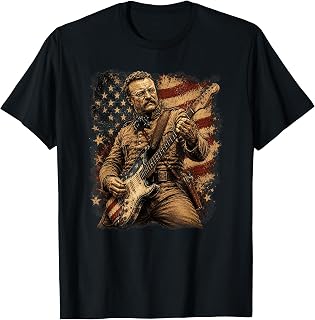Teddy Roosevelt Electric Guitar Funny American History T-Shirt