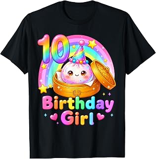 10th Birthday Girl Dumpling Kawaii Pastel Anime 10 Year Old T-Shirt