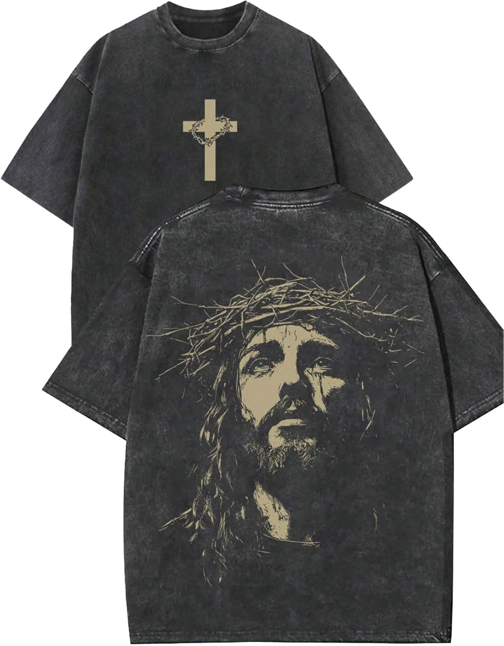 Men's Washed Cotton T-Shirt, Vintage Christian Faith Streetwear, Heavyweight Retro Bible Verse Graphic Oversized Tee