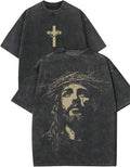 Men's Washed Cotton T-Shirt, Vintage Christian Faith Streetwear, Heavyweight Retro Bible Verse Graphic Oversized Tee