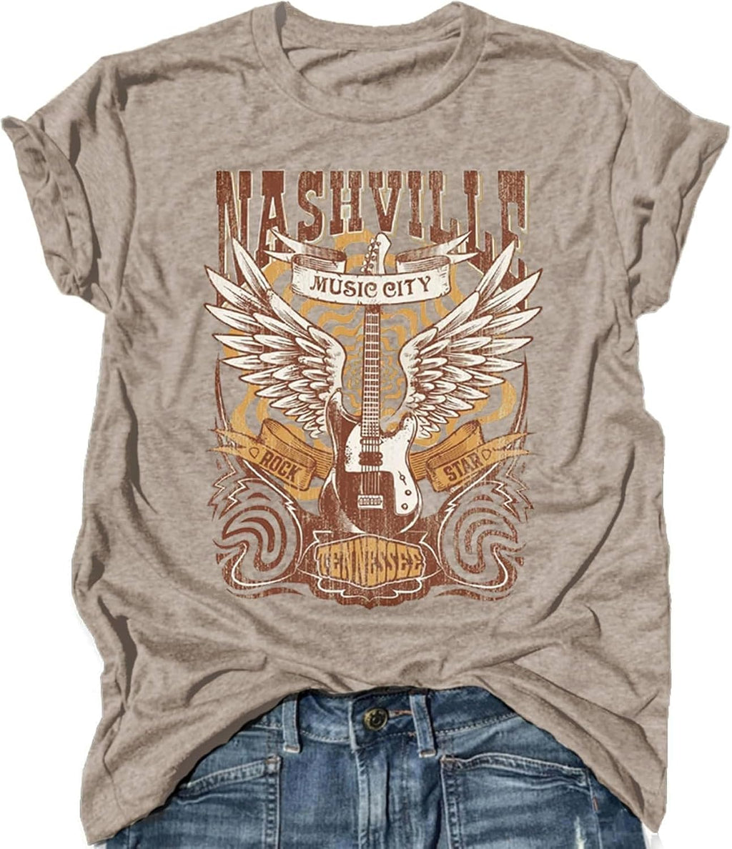 Country Music Shirt Women's Vintage Graphic T-Shirts Boho Flowers Tees Cute Summer Tshirt Casual Short Sleeve T Shirt