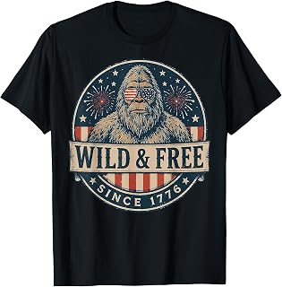 Patriotic Bigfoot Wild Free Since 1776 Sasquatch 4th July T-Shirt