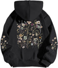 Women's Floral Printed Hoodies Vintage Aesthetic Flower Graphic Sweatshirt Cute Boho Fleece Thermal Hoodie Pullover