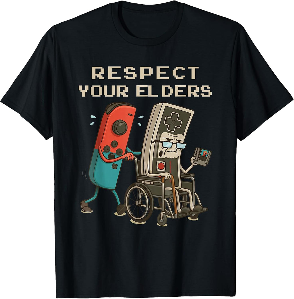 Respect Your Elders Retro Gaming Funny Gamer Controller 80s T-Shirt