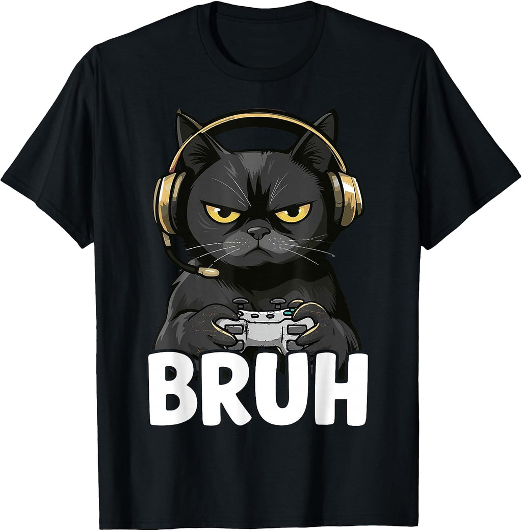 Funny Cat Bruh Meme Gamer Japanese Anime T-Shirt