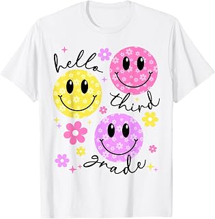 Hello Third Grade Flowers First Day of School Girls T-Shirt