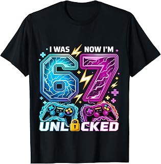 I was 6 Now Iâ€™m 7 Gamer Boy 7th Birthday Boys Girls Gifts T-Shirt