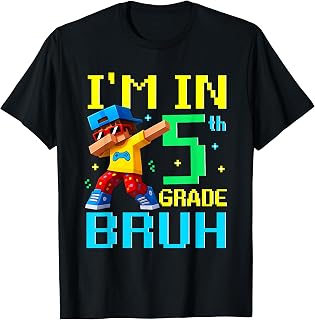 Bruh I'm in 5th Grade Gamer First Day of School Gaming Kids T-Shirt