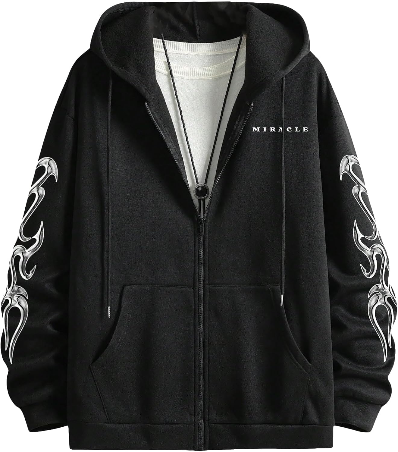 Men's Y2K Graphic Zip Up Hoodies Streetwear Designer Baggy Pullover Hooded Sweatshirts Jacket