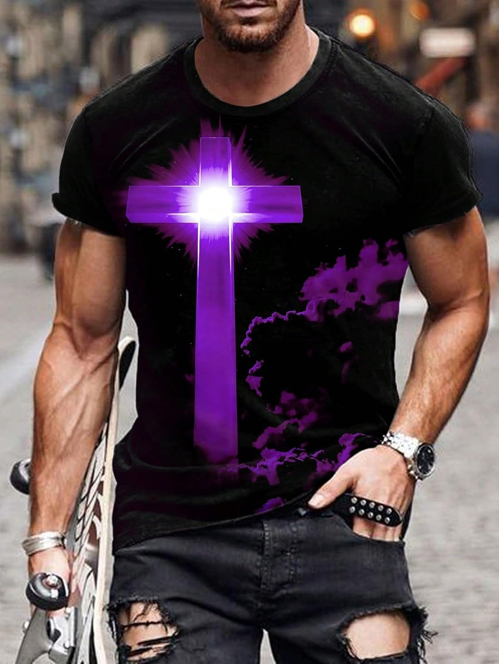 Men's Summer Street Fashion 3D All-Over Print Short Sleeve Crew Neck T-Shirt