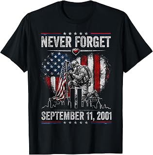 Never Forget September 11 2001 Memorial Day American Flag T-Shirt
