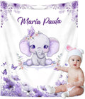 Personalized Baby Blanket with Name, Custom Name Blanket for Kids Soft Flanne Blankets in Easter Personalized Baby Gifts for Infant Newborn Shower (Purple)