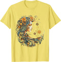 Mystical Sun and Moon with Woman Mystical Flowers Aesthetic T-Shirt