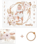 Boho Baby Milestone Monthly Blanket Season Floral Neutral Baby Nursery Growth Gender Reveal Present Photo Props Little Boy Girl Bohemian Blanket Expecting Mom Gift Idea