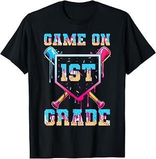 Game On First Grade Baseball Back to School Boys Kids T-Shirt