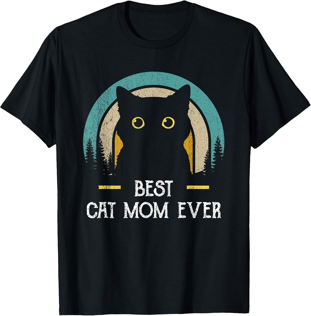 Mother's Day Cat Mommy Black Cat, Retro Best Cat Mom Ever T-Shirt
