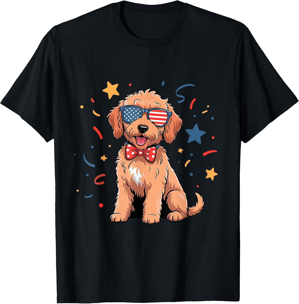 Patriotic 4th of July Golden Doodle Dog Puppy Lover Women T-Shirt