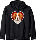 Brittany Spaniel Heart Zip Hoodie