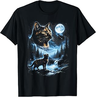 Tortoiseshell Cat Howling At Moon Celestial Parody Design T-Shirt