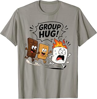 Kids Group Hug Smores Toddler One Happy Camper Funny Camping T-Shirt