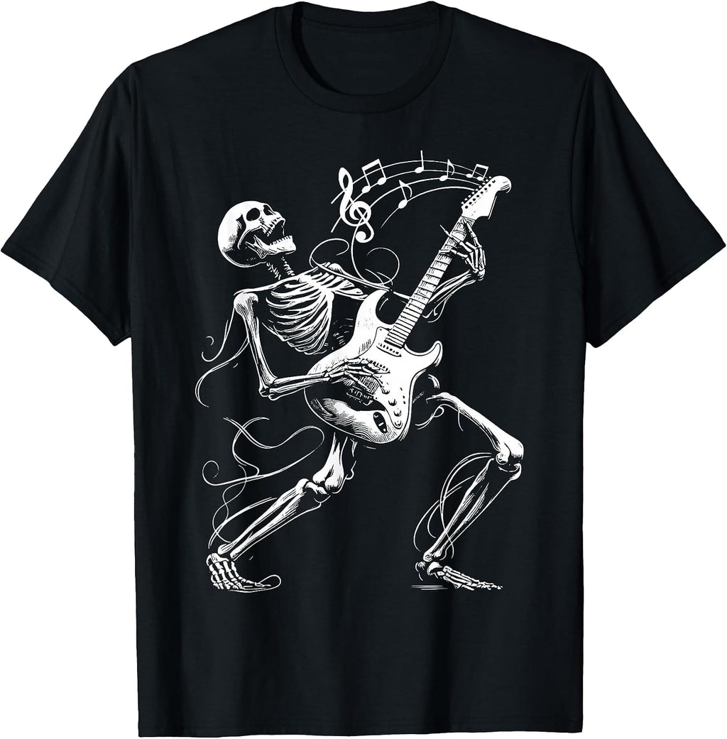 Skeleton Playing Guitar Music Gifts for Men Women Rock Band T-Shirt