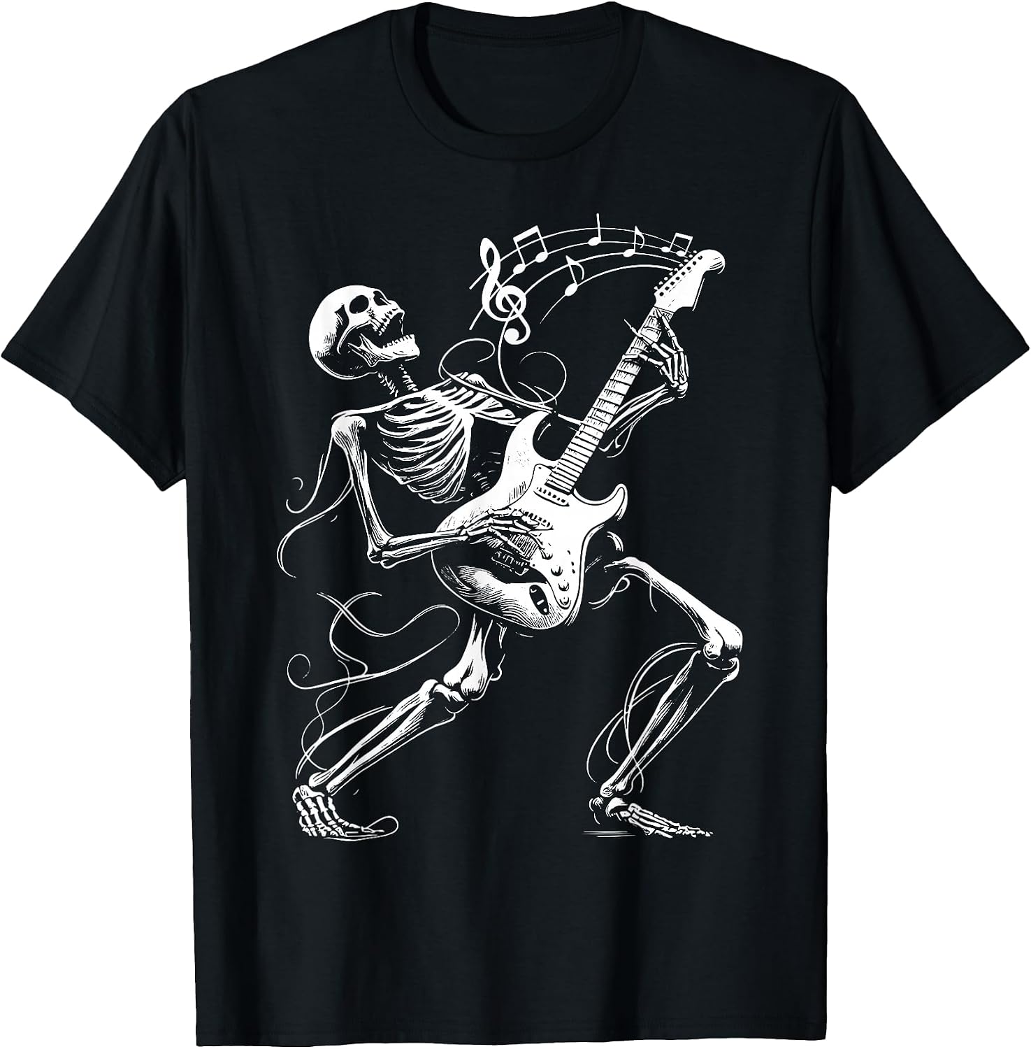Skeleton Playing Guitar Music Gifts for Men Women Rock Band T-Shirt