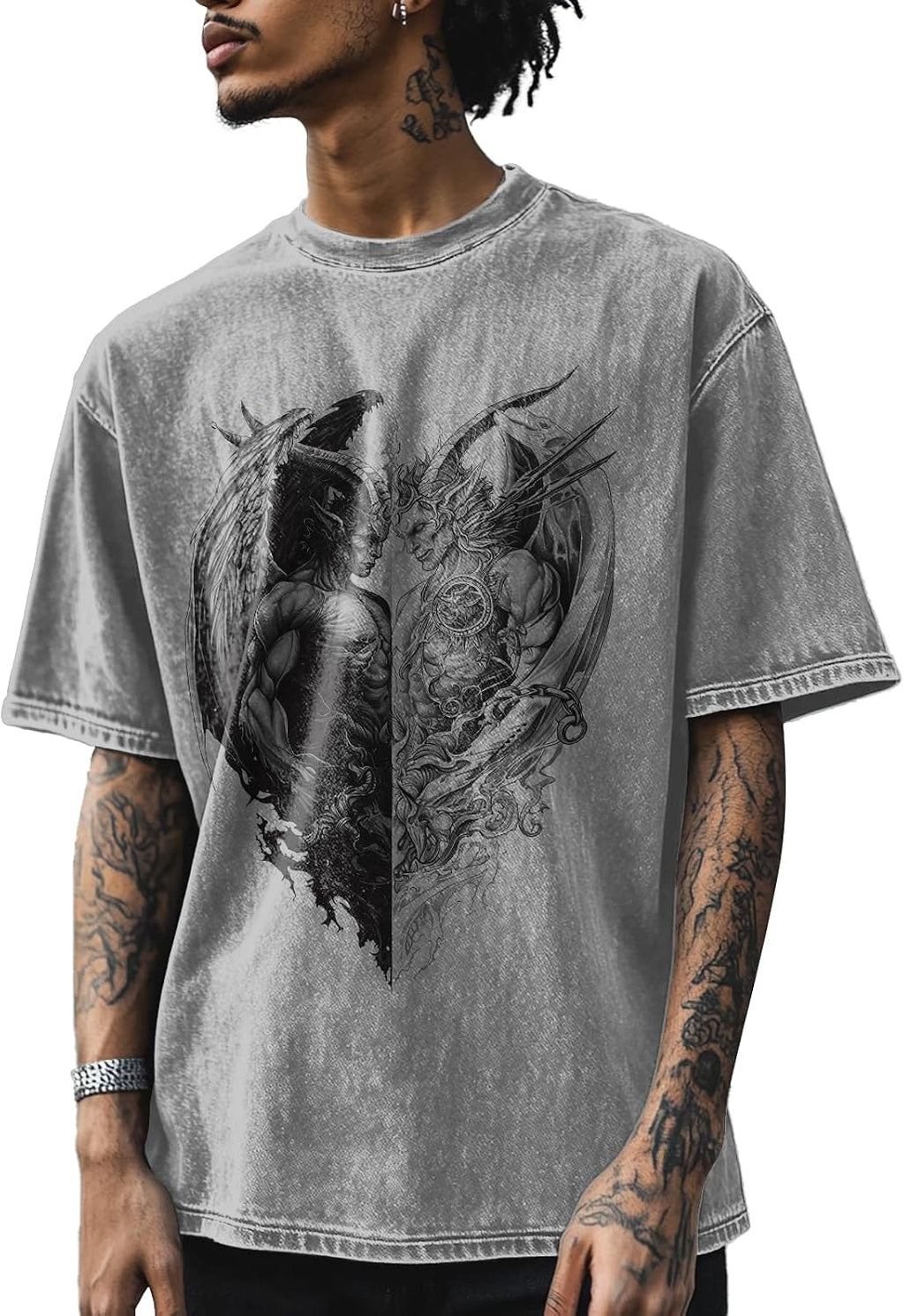 Mens Graphic T-Shirts 90s Rock Summer Big and Tall Workout Breathable Quick Dry Short Sleeve 100% Cotton Tee Shirts