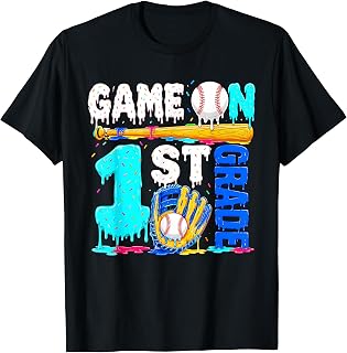 Game On 1st Grade Baseball Drip Ice Cream Back to School T-Shirt