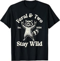Feral & Two Est 2024 Stay Wild Raccoon 2nd Birthday Boy T-Shirt