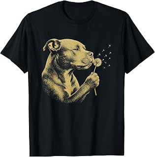 Funny Pitbull Blowing Dandelion T-Shirt