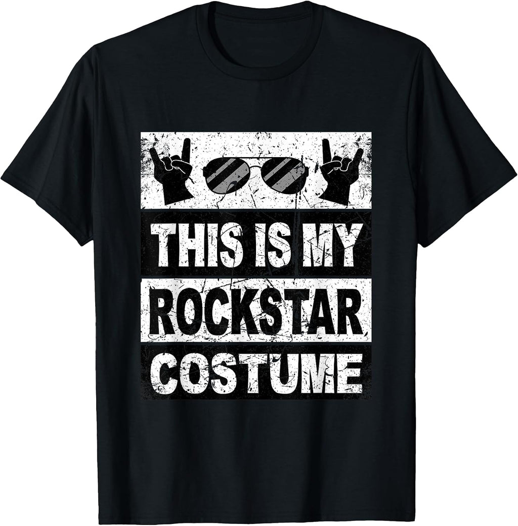 Retro Rockstar Costume Outfit Men Women Kids Adult Rock Star T-Shirt