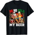 Ho Ho Hold My Beer Christmas in July Tropical Santa Summer T-Shirt