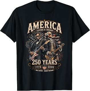 George Washington Playing Guitar Abe Lincoln 250th America T-Shirt