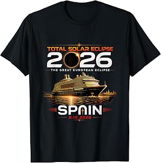 The Great European Eclipse 2026 Spain Cruise Ship T-Shirt