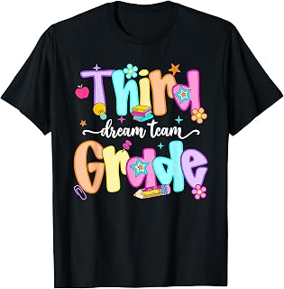 Preppy Third Grade Dream Team Back to School Teachers Kids T-Shirt