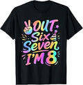 8th Birthday Girl Peace Out Six Seven I'm 8 Year Old Tie Dye T-Shirt