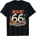 Classic Retro Route 66 Desert Scene with Red Vintage Car T-Shirt
