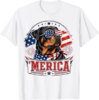 Merica Rottweiler Patriotic Dog 4th of July Dog Lover T-Shirt