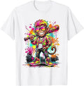 Monkey Baseball Drip Funny Animal Party Sport Cool Graphic T-Shirt