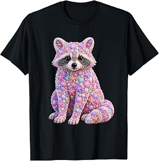 Raccoon with Seashells Starfish Beach Shells Summer Animal T-Shirt